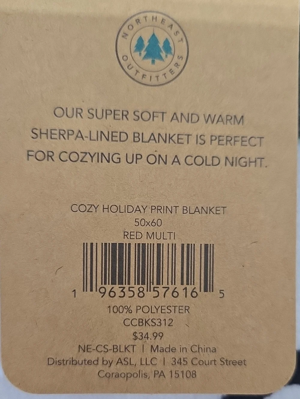 NORTHEAST Outfitters Cozy Sherpa Holiday Print Throw Blanket